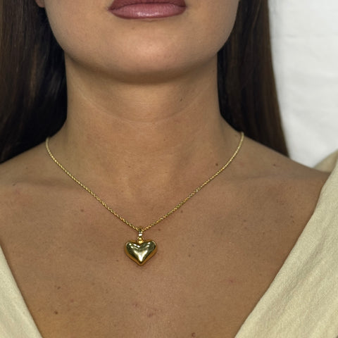 Collana con cuore bombè oro
