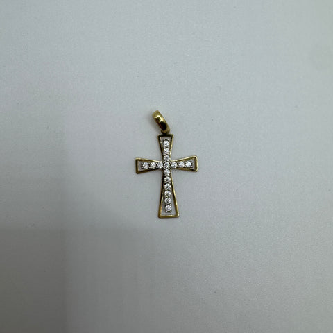 Pendente croce con zirconi oro