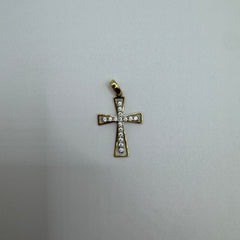 Pendente croce con zirconi oro