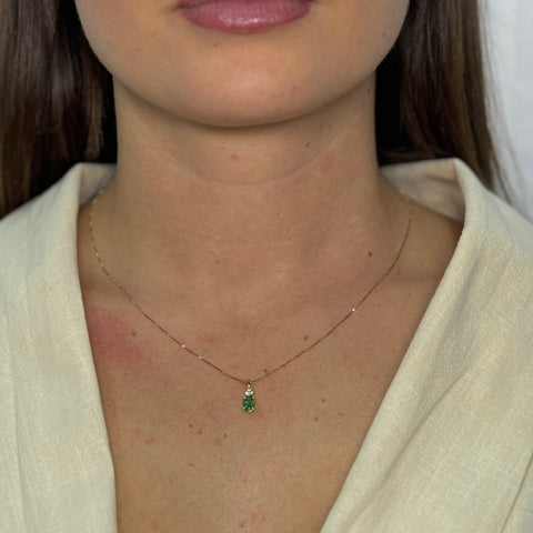 Collana veneziana con punto luce in Smeraldo e diamanti oro