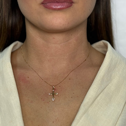 Collana con croce con zirconi oro