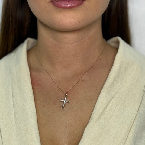 Collana con croce con zirconi oro