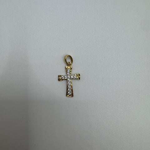 Pendente croce con zirconi oro