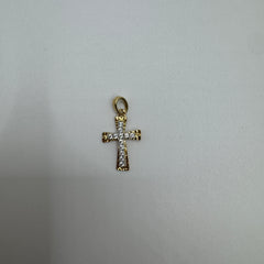 Pendente croce con zirconi oro