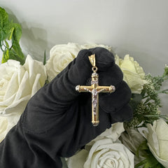 Pendente croce bombè bicolor big oro