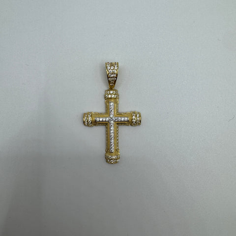 Pendente croce con zirconi oro