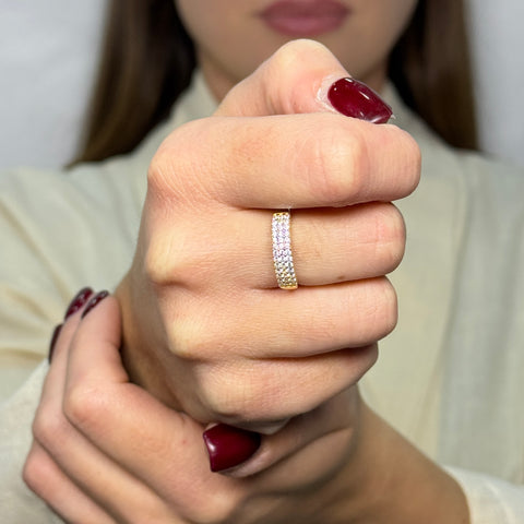 Anello fascia zirconata oro