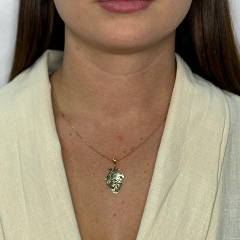 Collana con cuore piastra  oro