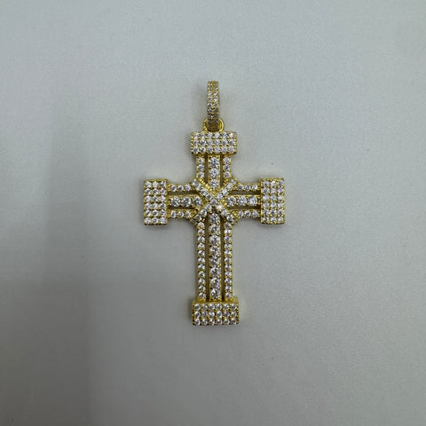 Pendente croce con zirconi Argento gold