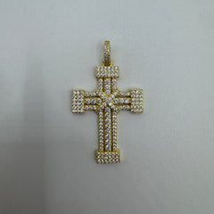 Pendente croce con zirconi Argento gold