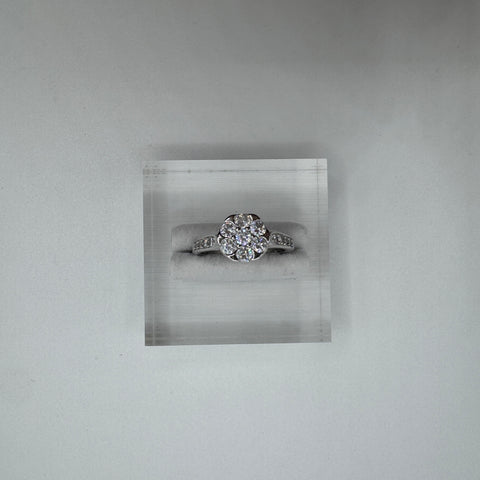 Anello solitario fiore con zirconi argento 925