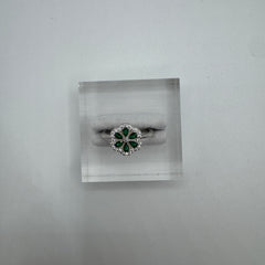 Anello solitario fiore con zirconi argento 925