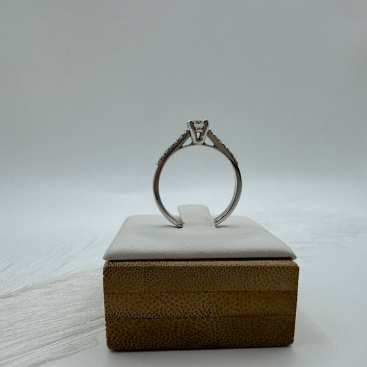 Anello solitario pavè E / IF-VVS oro e diamanti