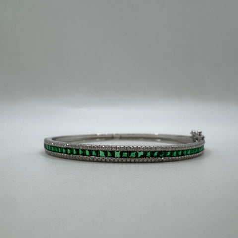 Bracciale rigido con zirconi Argento