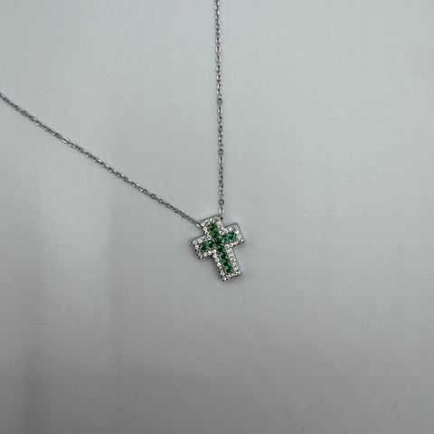 collana con croce con zirconi Argento