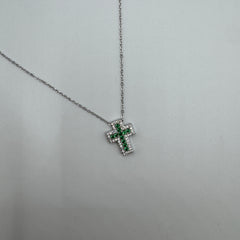 collana con croce con zirconi Argento