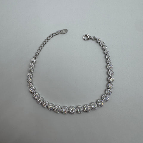 Bracciale Tennis fiori con zirconi Argento