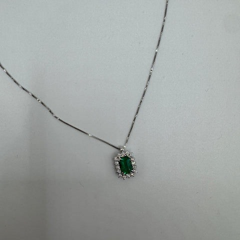 Collana veneziana con punto luce in Smeraldo e diamanti oro
