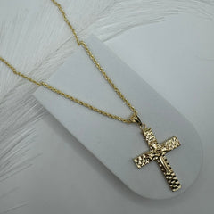 Collana fune con croce scatolare oro