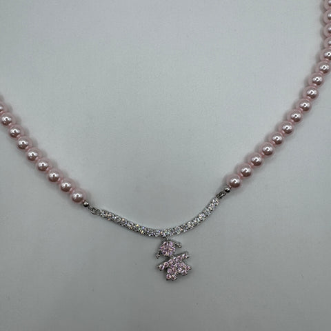 collana perle con bimba con zirconi Argento 925