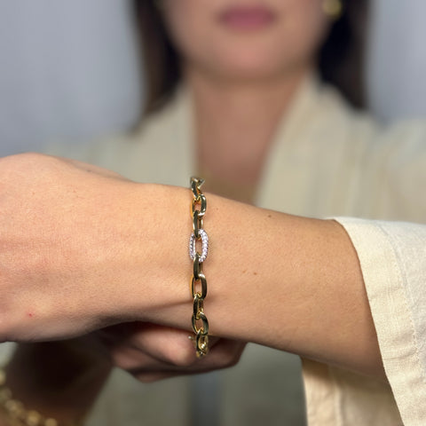 Bracciale catena con zirconi oro