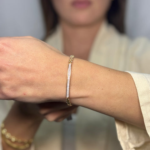 Bracciale piastra zirconata oro