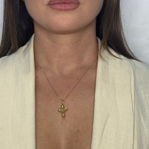 Collana con croce sfere milleluci oro