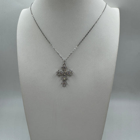 collana con croce fiore con zirconi Argento