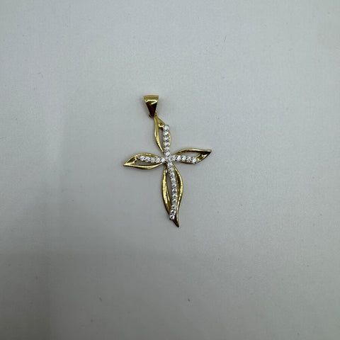 Pendente croce con zirconi oro