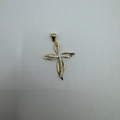 Pendente croce con zirconi oro