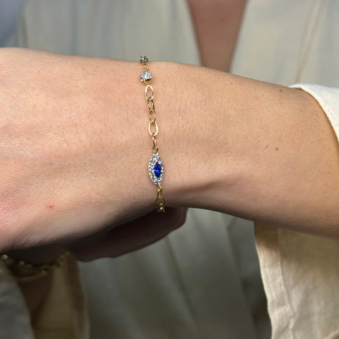 Bracciale catena occhio con zirconi oro