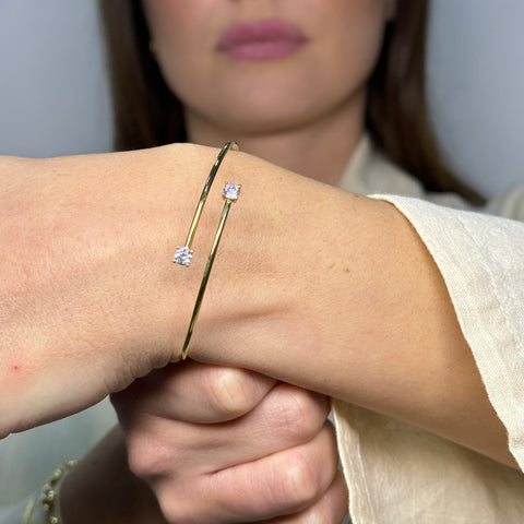 Bracciale tubolare rigido con zirconi oro