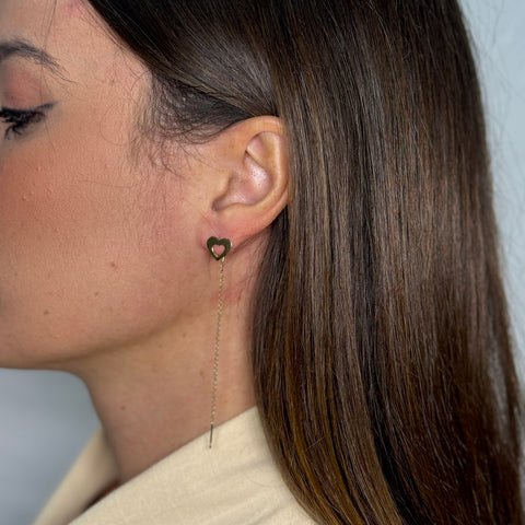 Orecchini cuore pendente oro