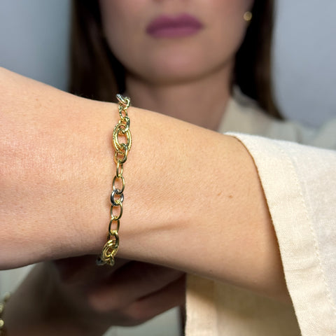 Bracciale catena bicolor oro