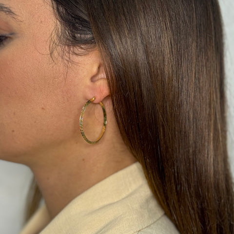 Orecchini cerchio con  greca oro