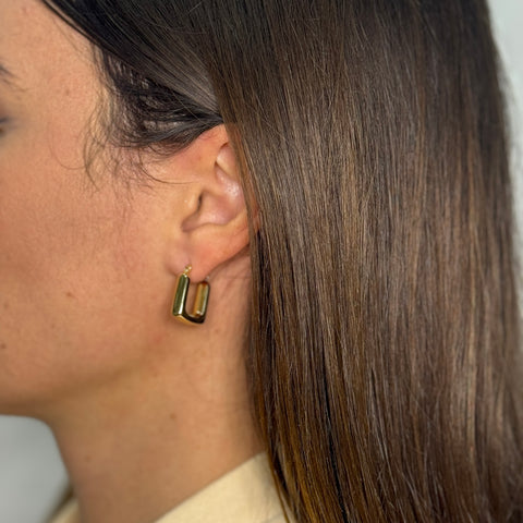 Orecchini cerchio quadrato bombè oro