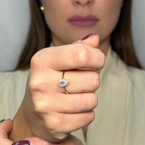 Anello Kate goccia con zirconi oro