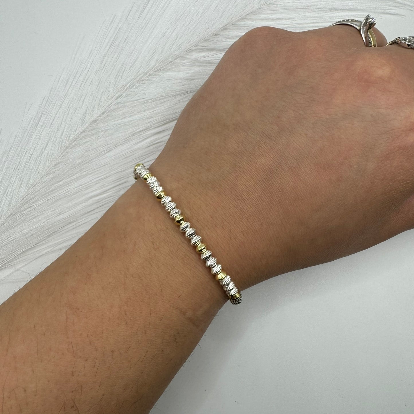 Bracciale sfere ovali Argento gold\silver