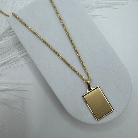 Collana fune con piastra oro