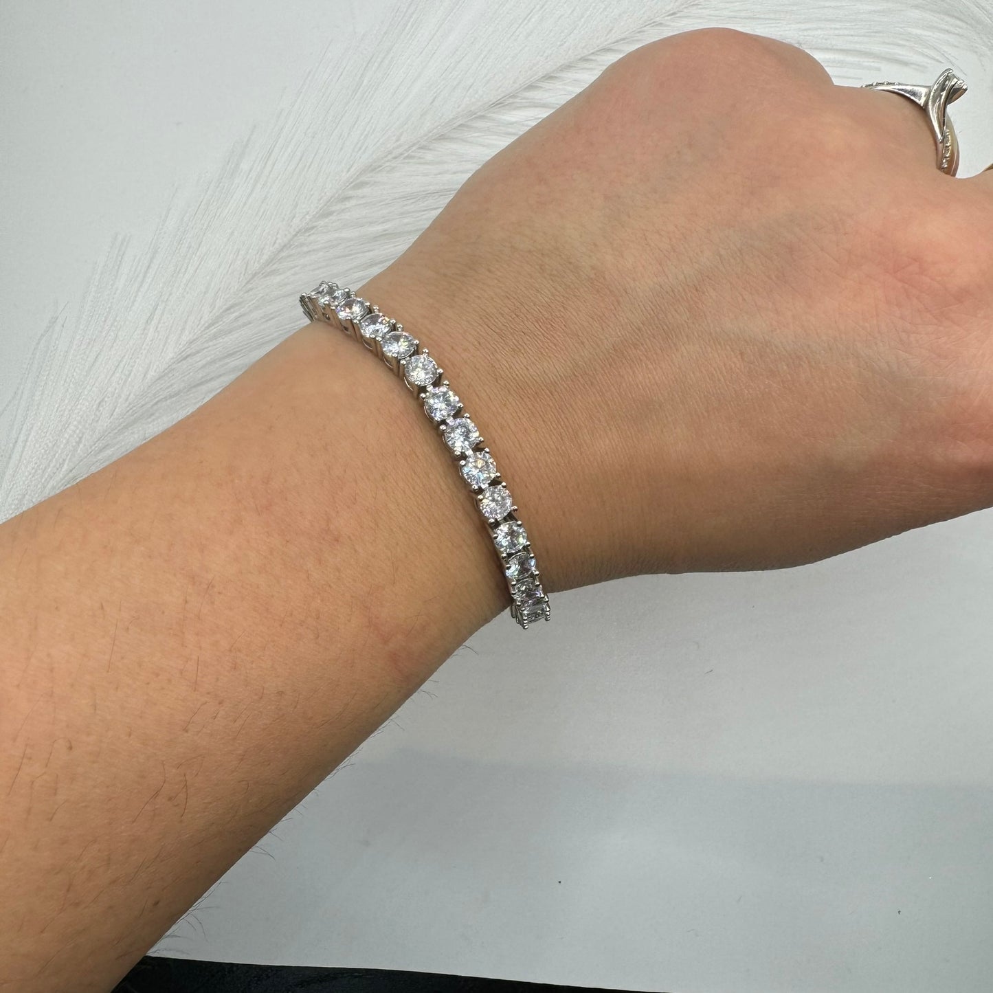Bracciale tennis acciaio con zirconi