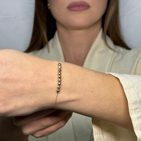 Bracciale rollò con sfere multicolor oro