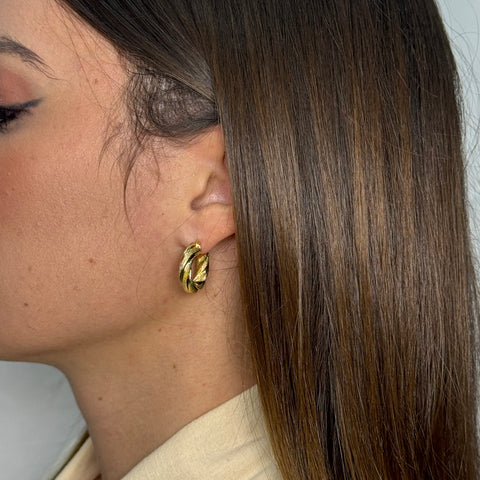 Orecchini corda liscio/ martellato oro