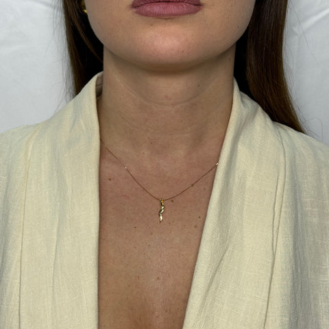 Collana con corno diamantato oro