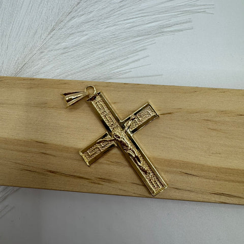 Pendente croce con greca oro