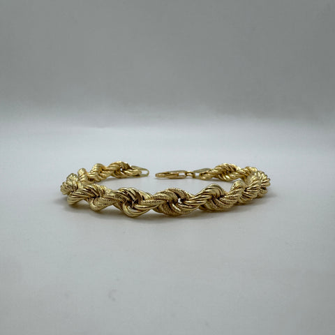 Bracciale fune voluminoso liscio/martellato oro