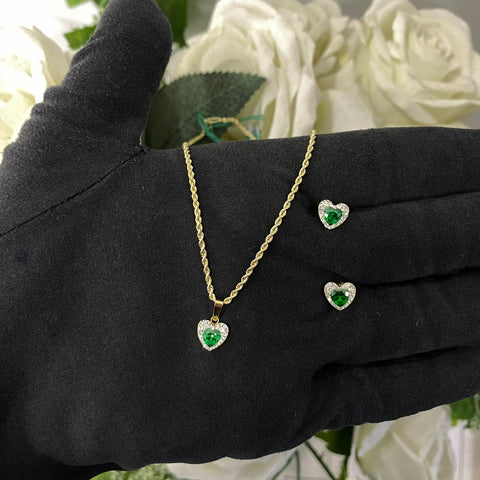 Parure cuoricino oro e zirconi