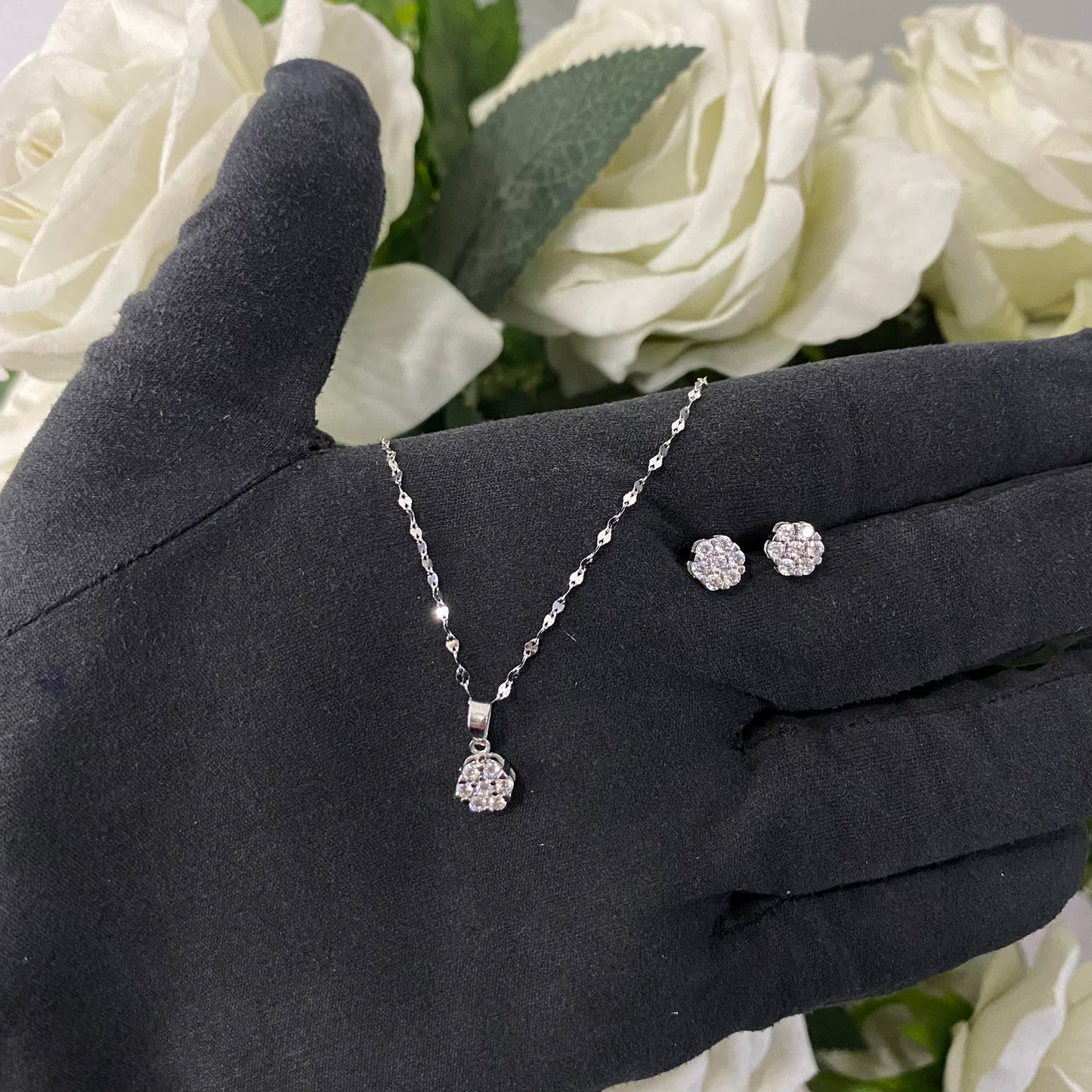 Parure fiore zirconi oro