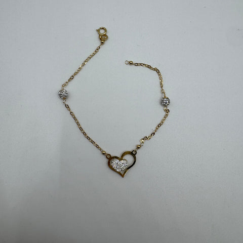 Bracciale cuore pendente con zirconi oro