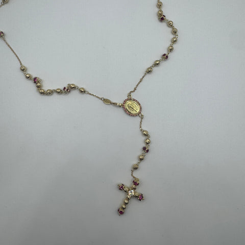 Collana rosario sfere martellate con zirconi oro