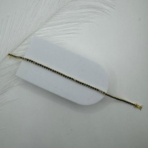 Bracciale tennis argento gold con zirconi neri